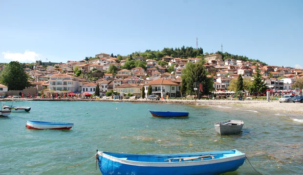 Fischerboote auf dem Ohrid in Mazedonien