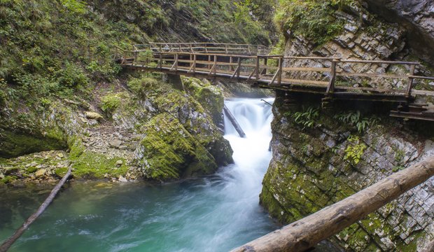 Der Wasserfall Vintgar Gorge Der Wasserfall Vintgar Gorge