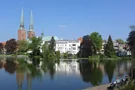 Blick über den Mühlenteich in Lübeck