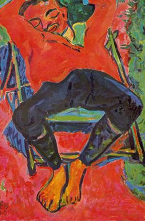 Schlafender Pechstein, gemalt 1910 von Erich Hekel Schlafender Pechstein, gemalt 1910 von Erich Hekel