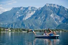 Tretboot fahren mit der Familie auf dem Lago di Caldonazzo