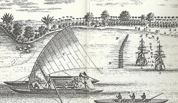 Tongiaki Zeichnung von 1770 Tongiaki Zeichnung von 1770