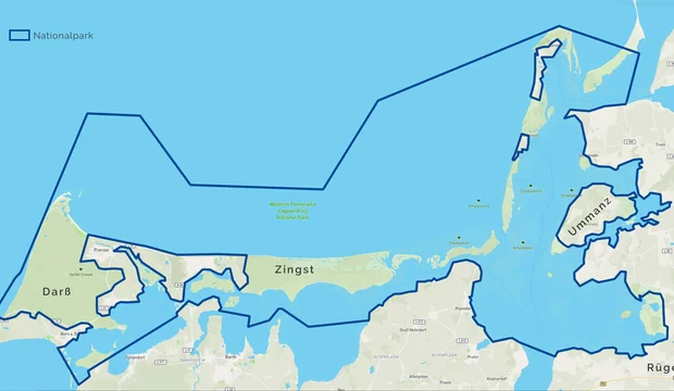 Karte Vorpommersche Boddenlandschaft